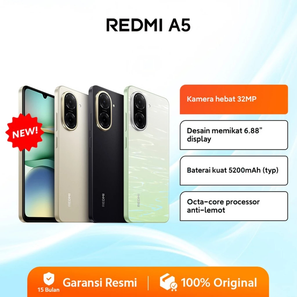 Xiaomi Redmi A5 4/128GB RAM 4GB ROM 128GB - Garansi Resmi 1 Tahun