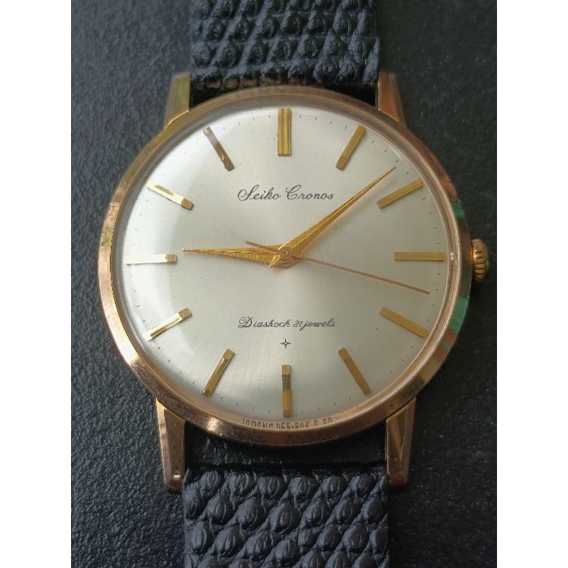 Jam Vintage Terawat SEIKO CRONOS Diashock 21 jewels ref J15009 Gold Plated 20 mikron Original Kondis