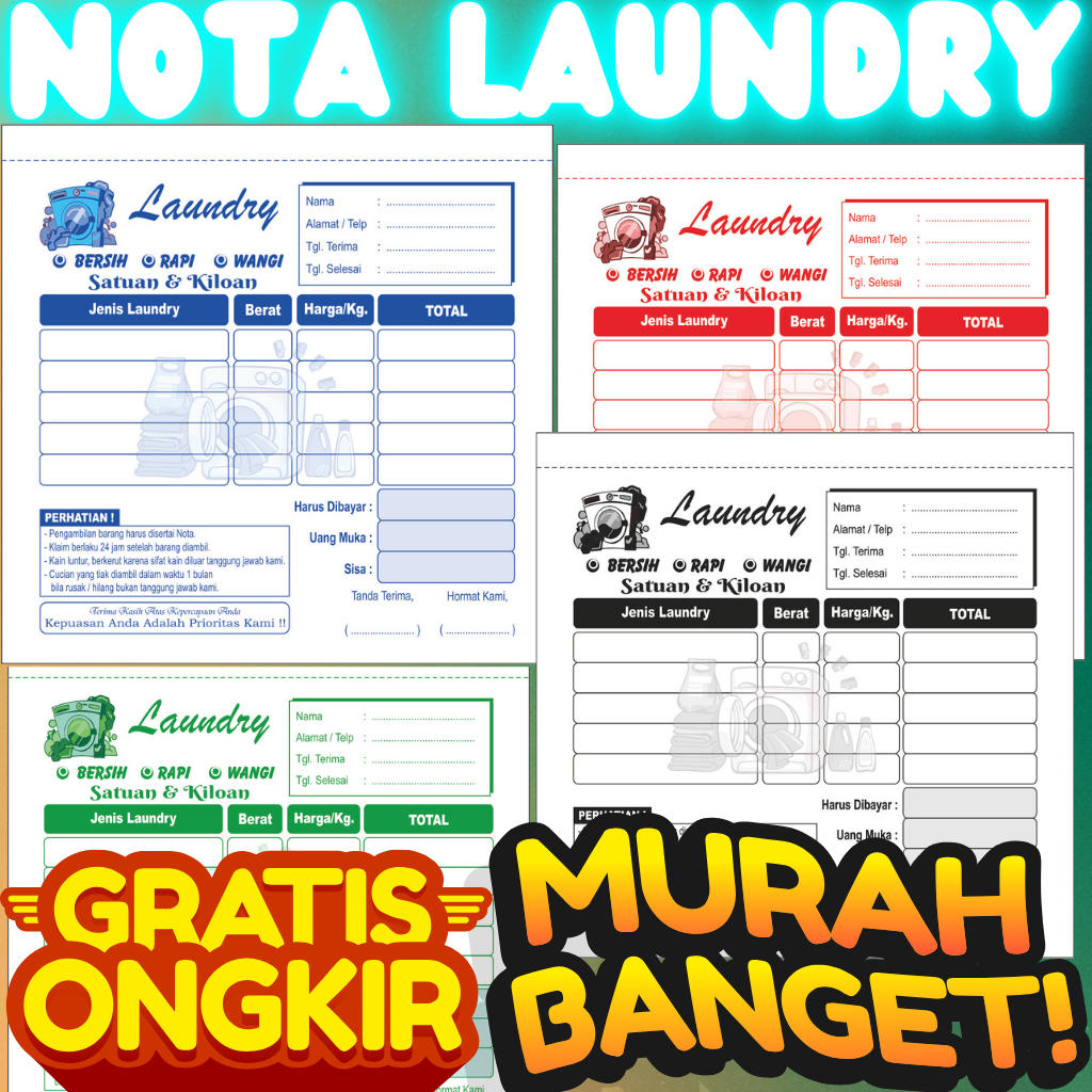 

Nota Laundry Satuan Ukuran 1/6 Folio Isi 100 Lembar Per-Buku Termurah