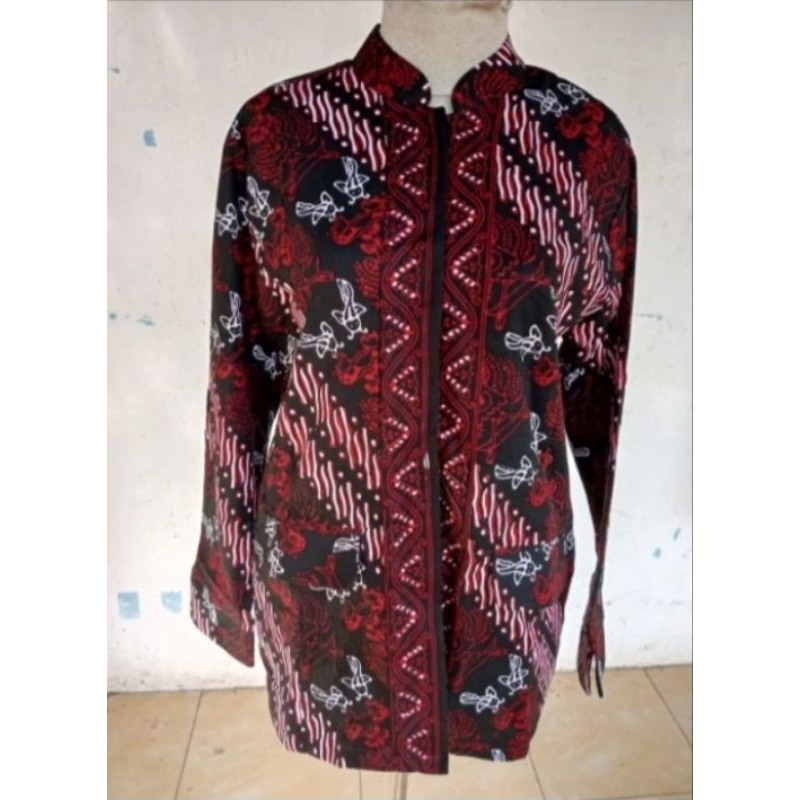Batik banyuasin wanita/hitam merah/merah/batik kerja