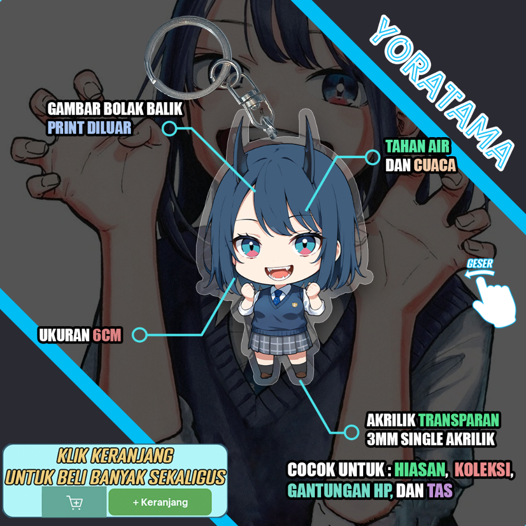 Gantungan Kunci Ruri Aoki Ruri Dragon, Keychain Anime Lucu