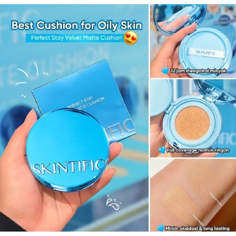 Cushion Skintific Cushion Biru Skintific Perfect Stay Velvet Matte Cushion 11 ml Skintific Bedak BB 