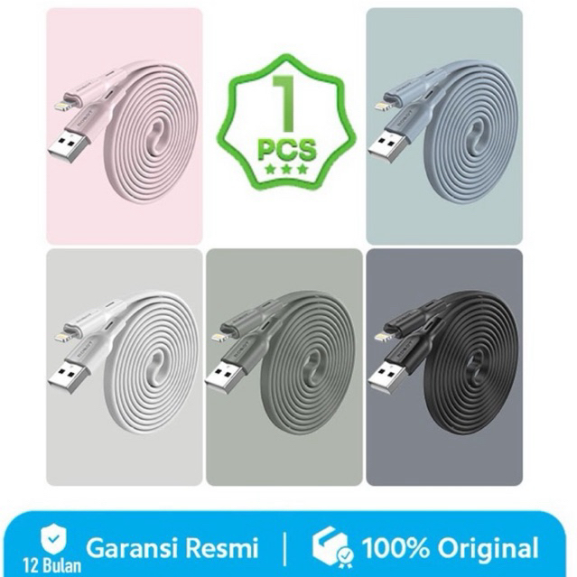 kabel data robot iphone // warna pink, abu, hitam, pink