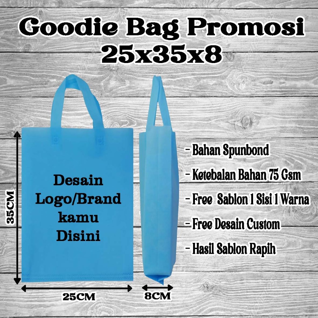 

Goodie Bag Promosi 25x35x8 | Tas Promosi 25x35x8 Tas Promosi Sablon Custom