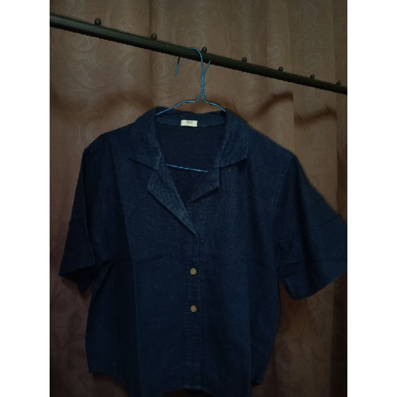 [ BAJU PRELOVED ] Kemeja Uniqlo Navy Atasan Wanita Perempuan Branded