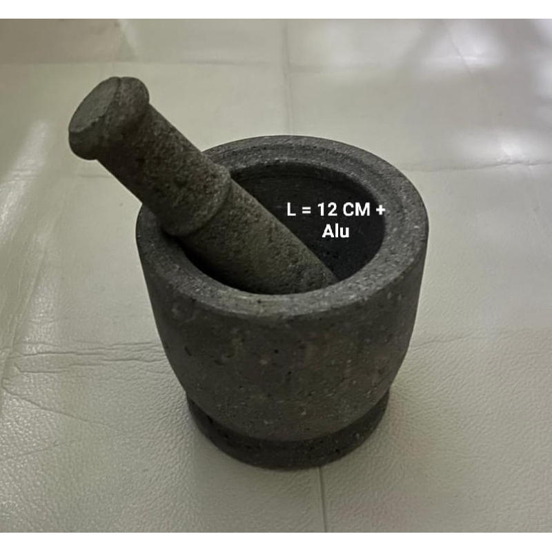 Lumpang Alu Batu Asli/ Lesung Batu Ukuran 12 Cm