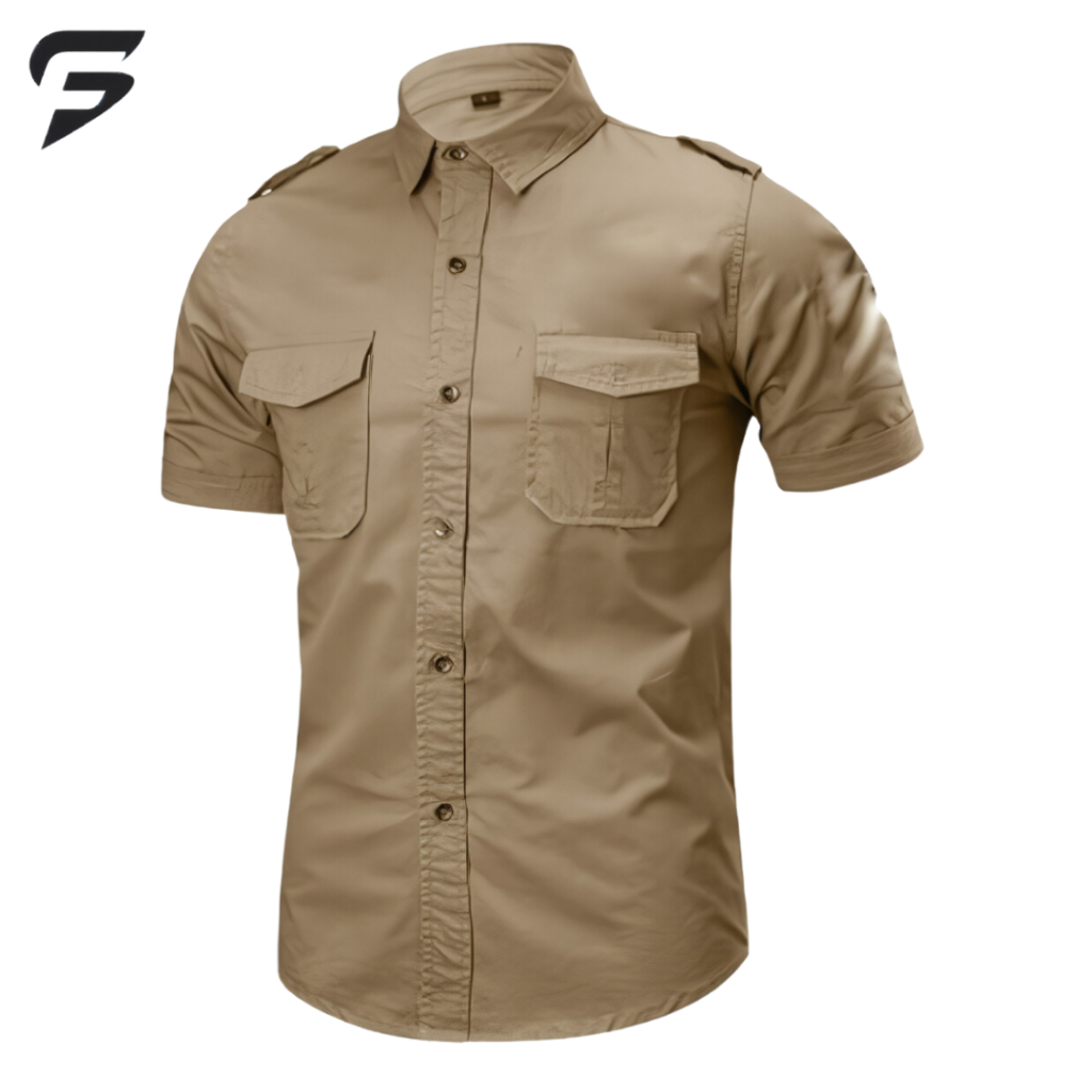 Kemeja Tactical Pria Cream / Kemeja Tactical Pria / Kemeja Tactical Lengan Pendek / Kemeja Pria / Ke