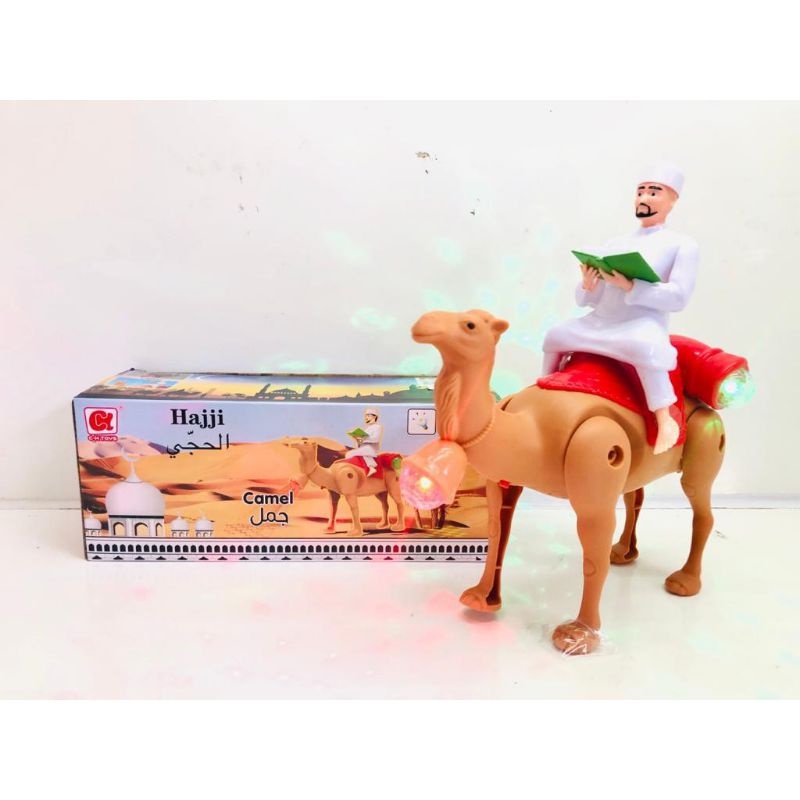 Mainan Robot Unta Haji Camel Mekah Arab Berjalan dengan Suara Ngaji dan Lampu LED