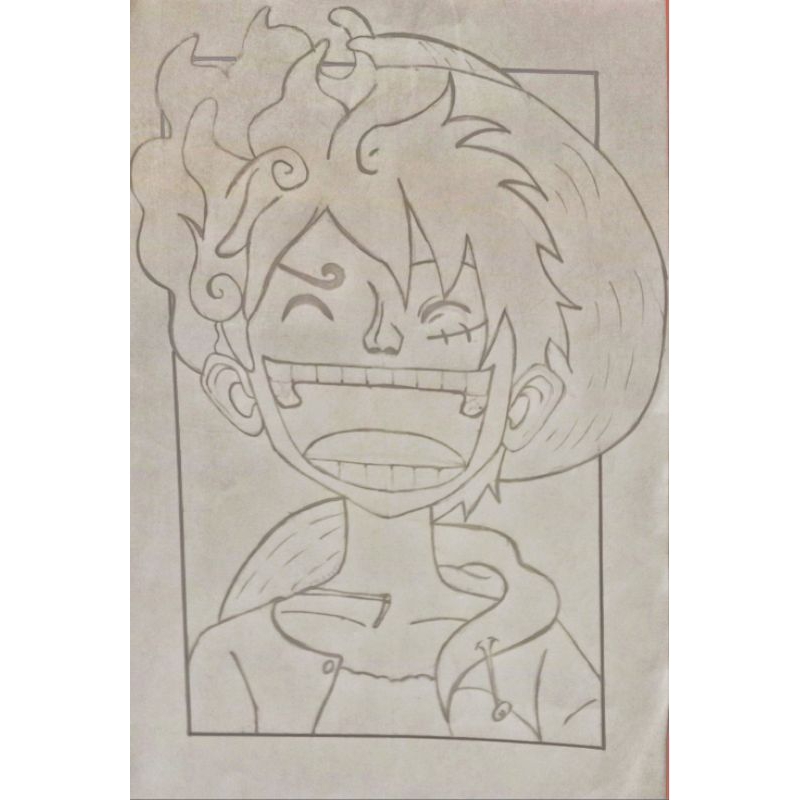 gambar sketsa Luffy/ One piece/ Luffy gear 5/ Sketsa Anime