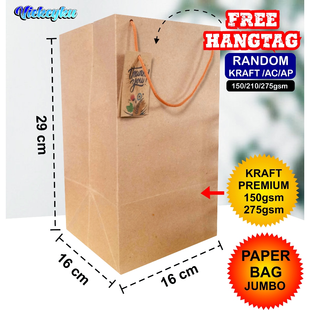 

Paper Bag Jumbo Muat 4 Pcs Toples Kue 500gr/paper bag coklat polos/paper bag kue kering/tas kertas