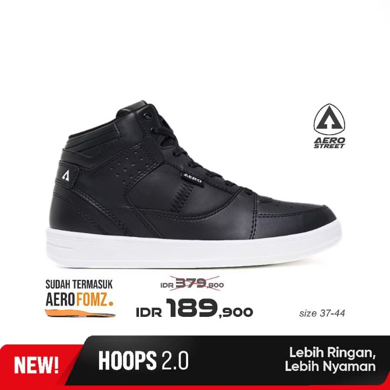 Aerostreet 37-44 Hoops High Putih Hitam Hitam - Sepatu Sneakers Casual