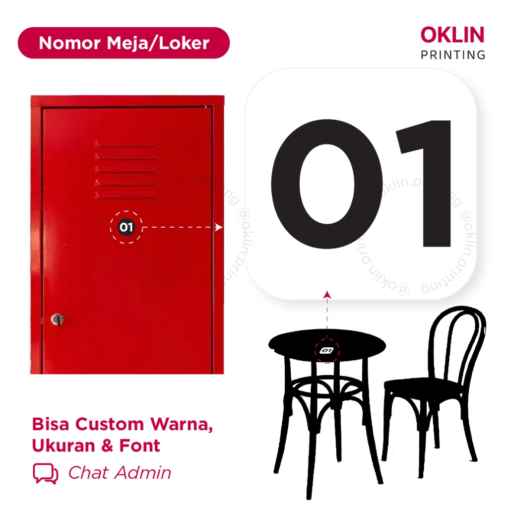 

Nomor Meja & Loker Akrilik Tempel Signage | Table & Locker Number Sign Acrylic