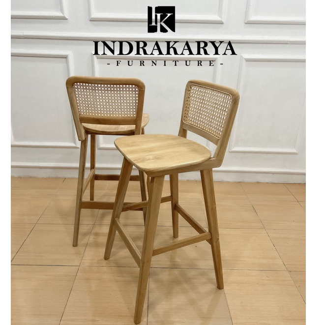 Kursi Bar Rotan Stool Bar Rotan Stool Chair Rotan Kayu Jati Solid Jepara