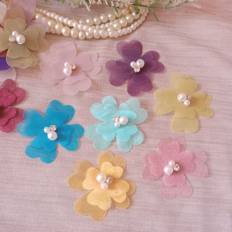 Bunga 3D Organza Hiasan Payet Kebaya | Bunga Solder Variasi B1