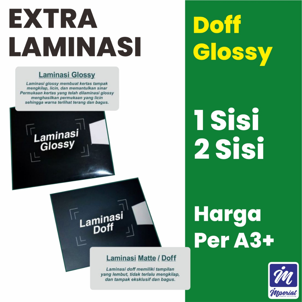

EXTRA Laminasi Tambahan Laminasi Doff Glossy A3+