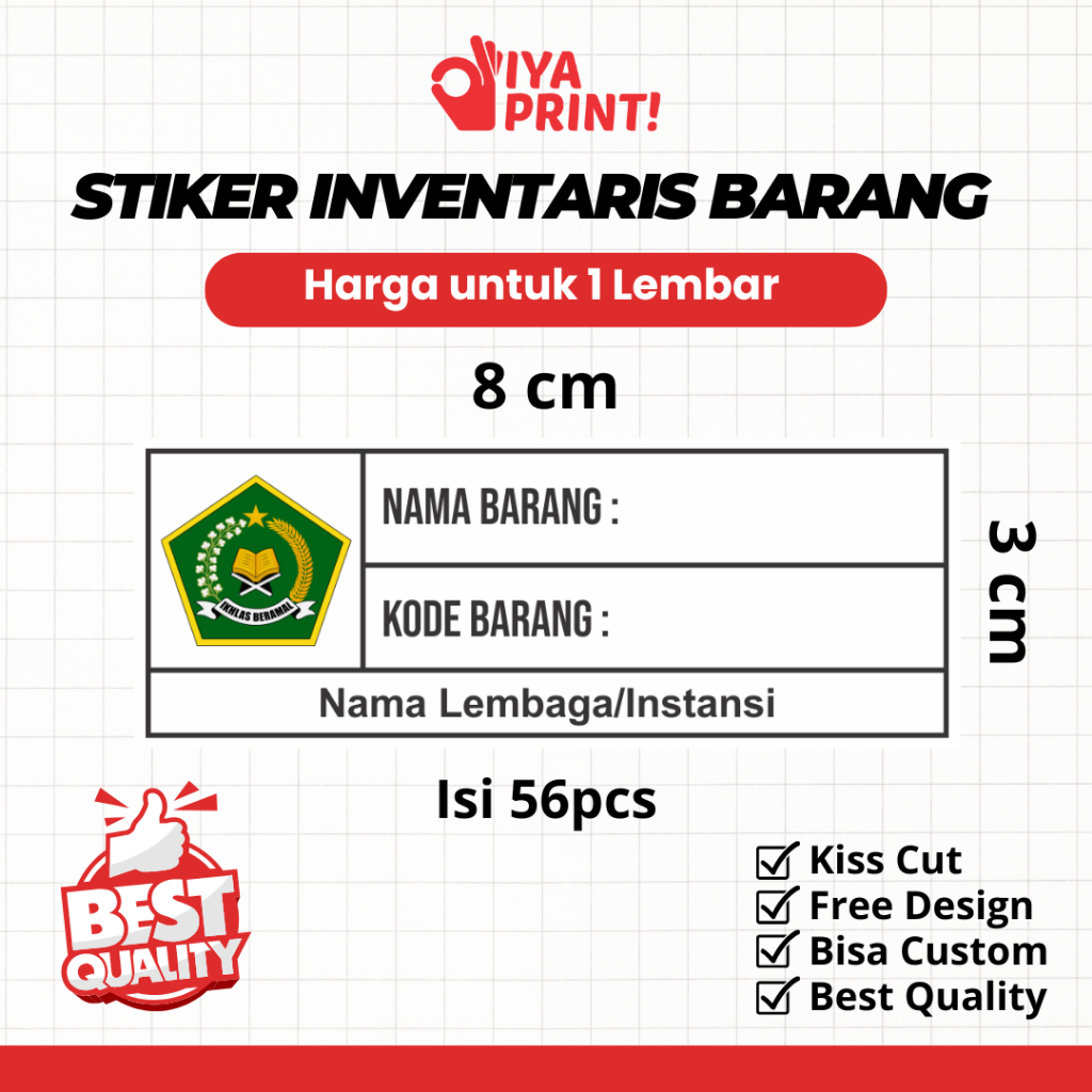 

[56 PCS] Stiker Chromo Label Inventaris Barang Inventaris Kantor/Sekolah