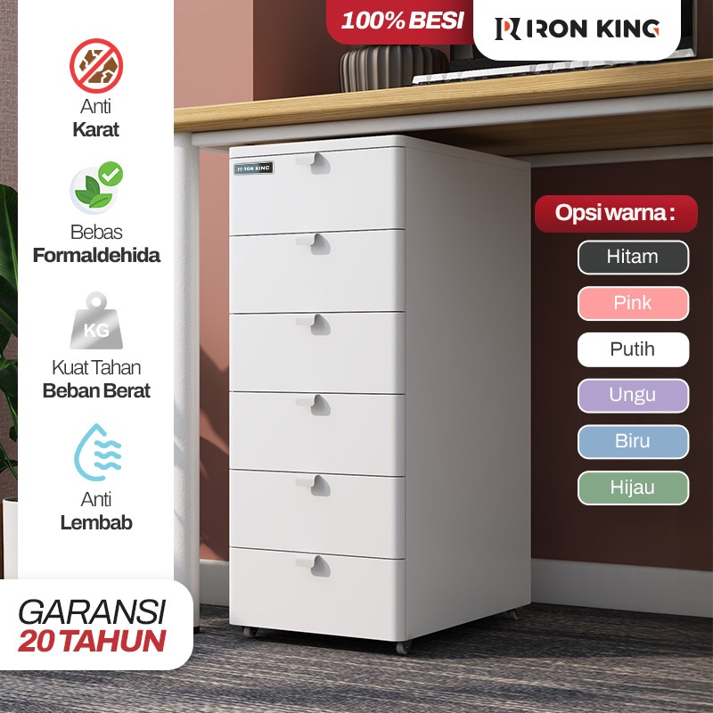 Iron King Laci Mini Besi Aesthetic Laci 5-6 susun Lemari Laci Bawah Meja Lemari Laci Besi Susun