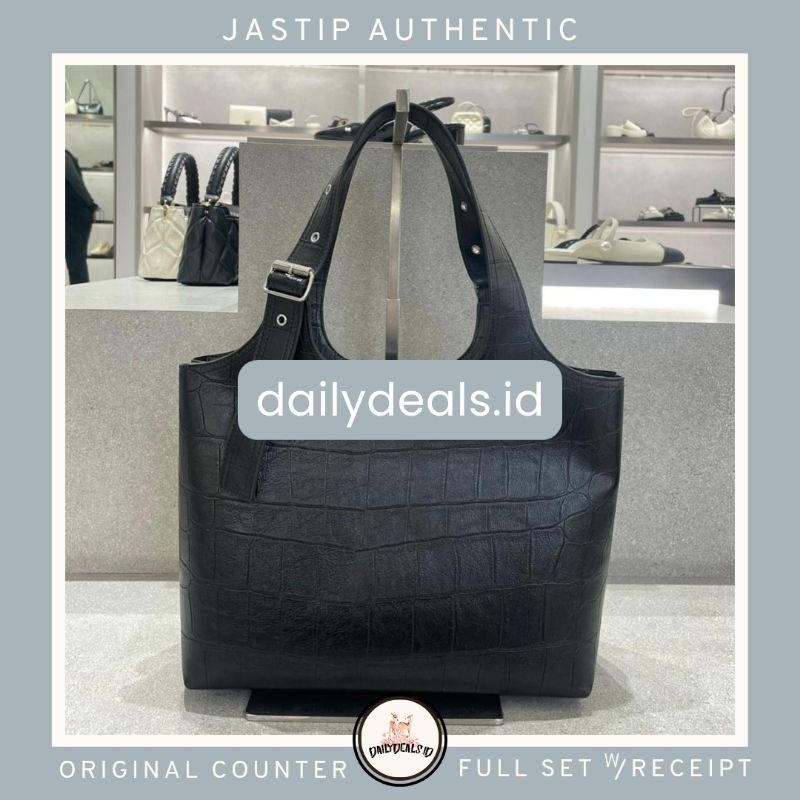 #2-30160200-1 Liv Tote - Jast[p] CK ORIGINAL COUNTER CROC CROCO EFFECT TOTE BAG TAS STORE AUTHENTIC 