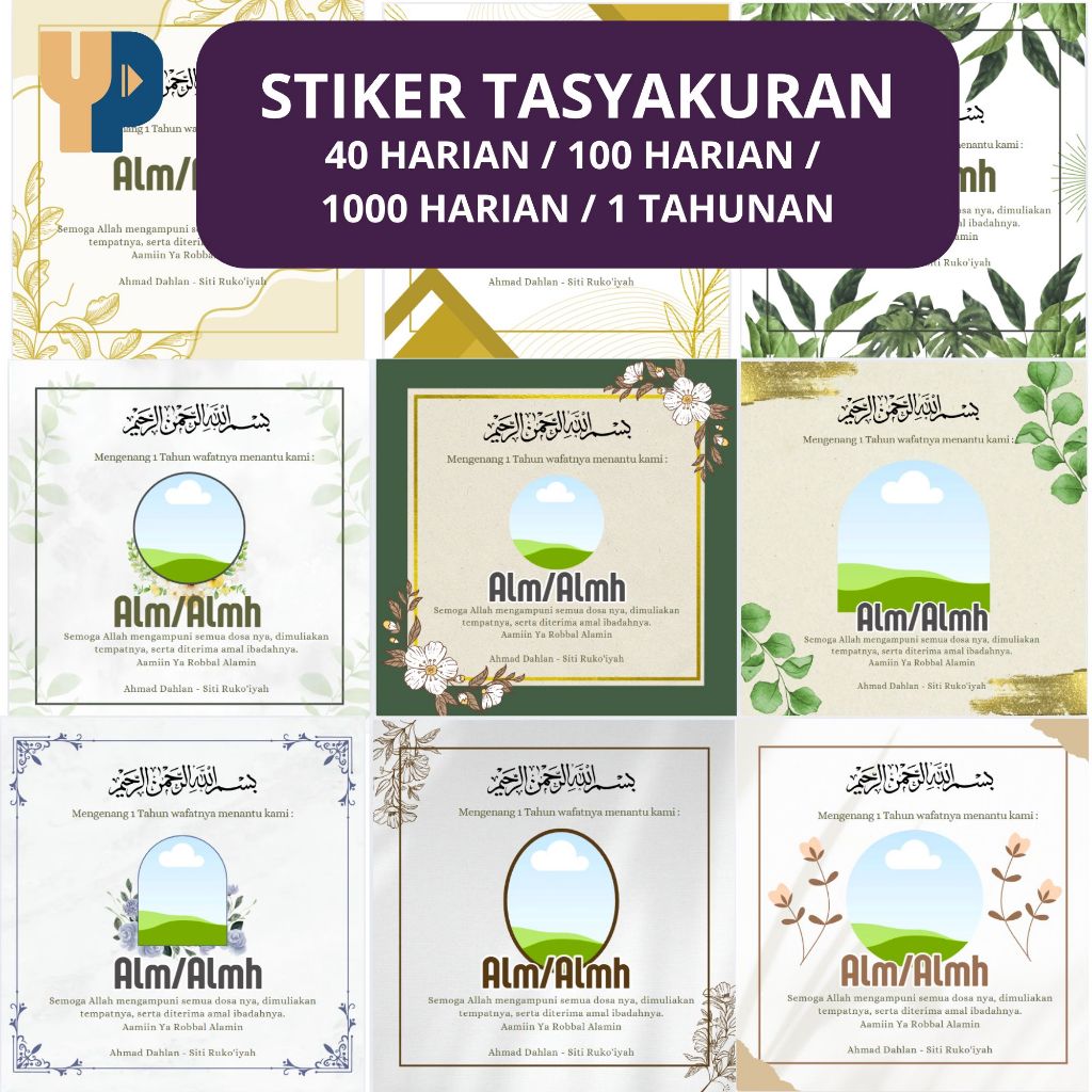 Label Stiker tahlil / slametan / tasyakuran 40 harian / 100 harian / 1000 harian / 1 tahunan ukuran 