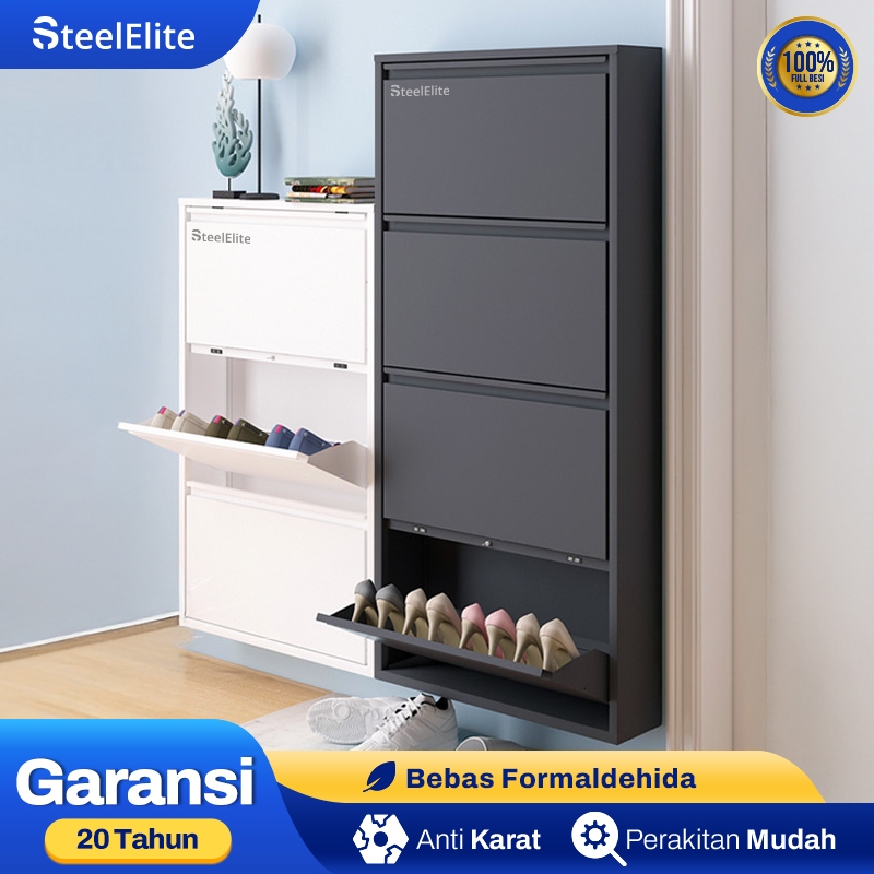 Steel Elite - Rak Sepatu Besi Lemari Sepatu Susun Tertutup Rak Sepatu Besi Rak Sepatu Tertutup Besi