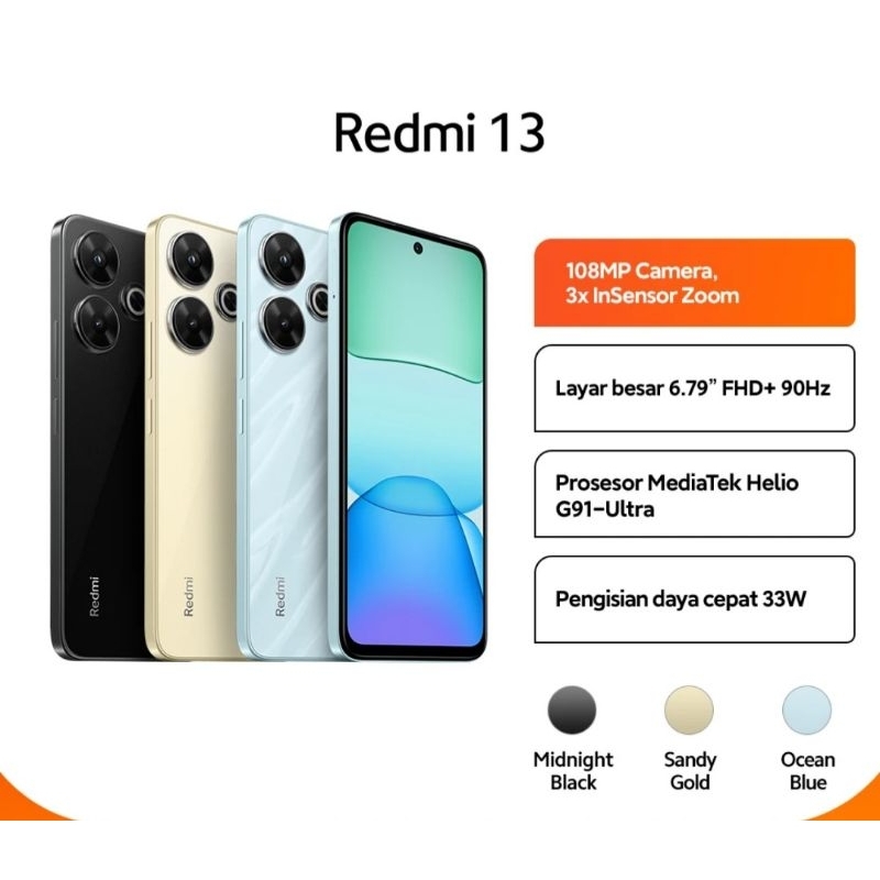 XIAOMI REDMI 13 NFC RAM 8GB/256GB GARANSI RESMI
