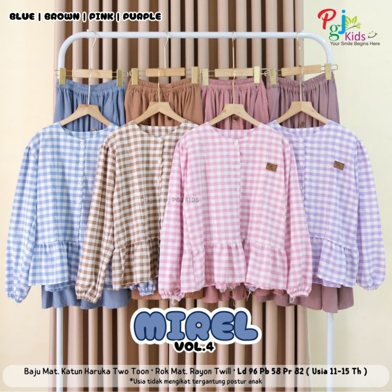 Mirel Set Atasan + Rok Anak Perempuan Usia 11-15 tahun Set Rok Anak Perempuan Remaja Original Pgj