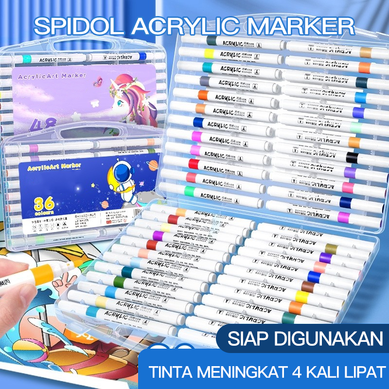

Spidol Warna Set 12/18/24/36/48 Spidol Brush Pen 2 Tips Spidol Set Marker Drawing Pen