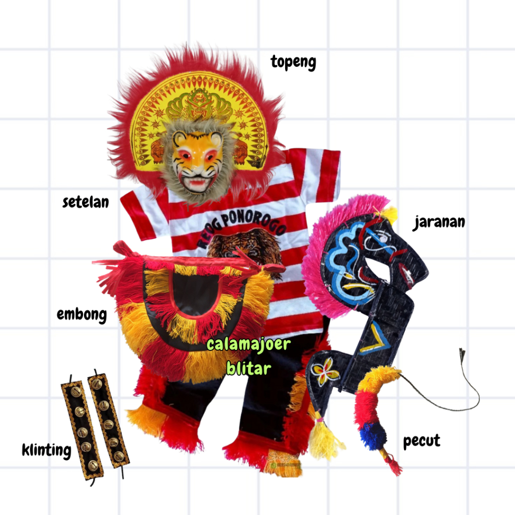 Paket Lengkap Setelan Baju Reog Anak / Setelan baju Reog Ponorogo