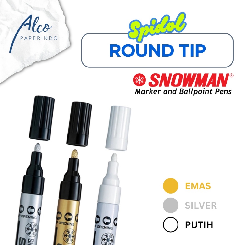 

Spidol Snowman Putih/Emas/Silver Round Tip