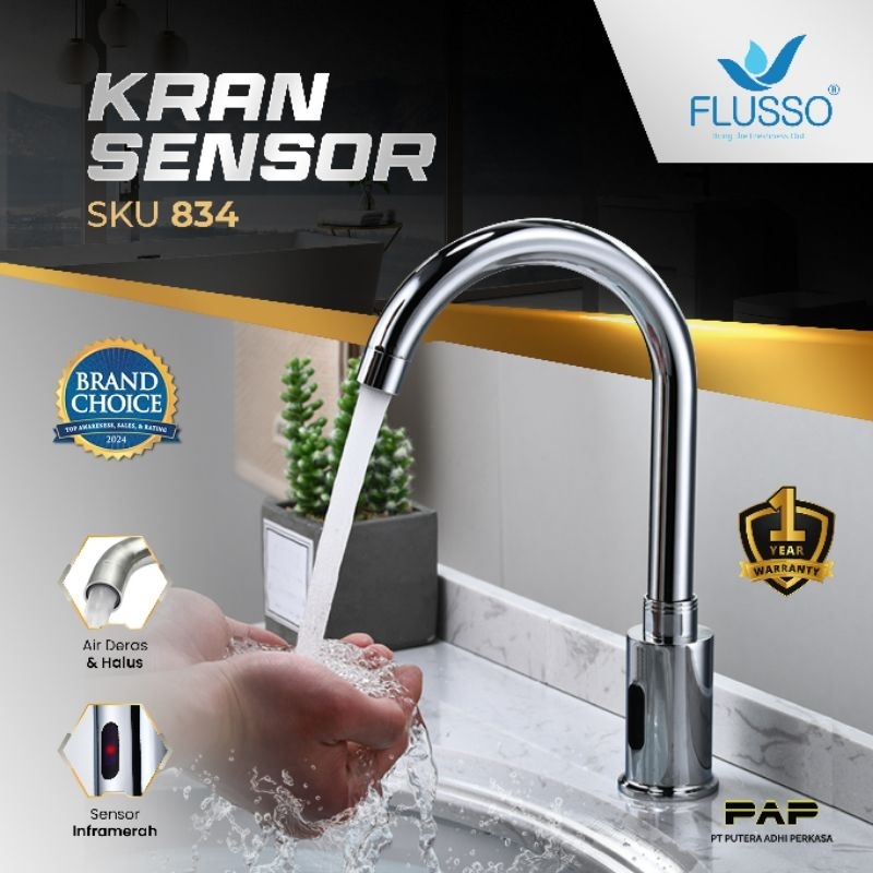 Kran Sensor Wastafel Otomatis Keran Cuci Tangan Sensor Flusso 834