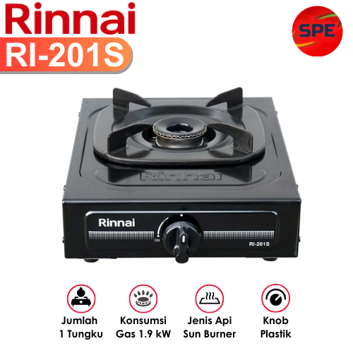KOMPOR GAS 1 TUNGKU RINNAI RI-201S / RI201S GARANSI RESMI (MEDAN)