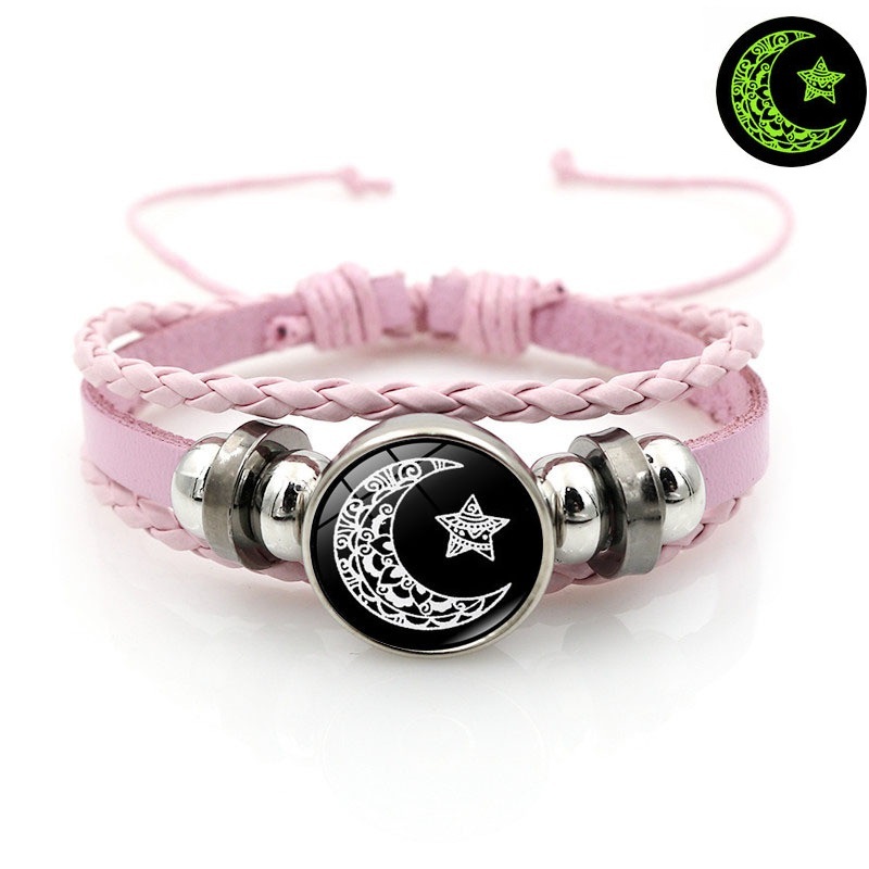 Beli 1 Gratis 1Gelang Couple Pasangan Bintang Bulan Glow In The Dark Kulit Gelang Ldr Bergetar Getar