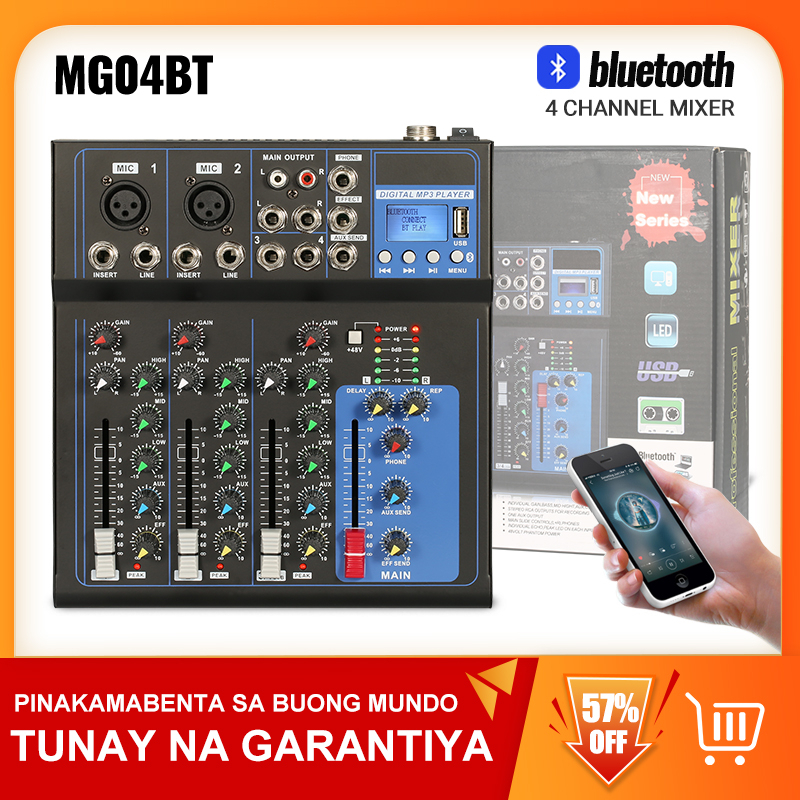 AUDIO MIXER mixer profesional 4-channe MG04BT mixer Penguat sinyal USB Penguat KTV Penguat kinerja