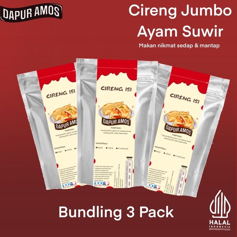 [PAKET BUNDLING] 3 PCS CIRENG JUMBO ISI AYAM SUIR - DapurAmos