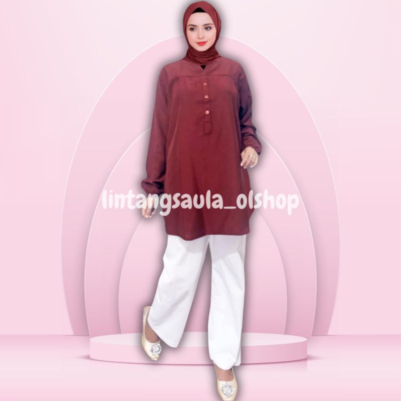 Blouse polos viscose jumbo maroon