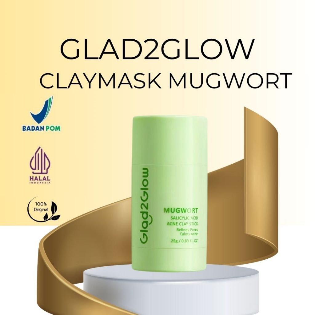 Glad2Glow Mugwort Clay Mask Masker Wajah Face Cleansing Green Mask Stick Salicylic Acid