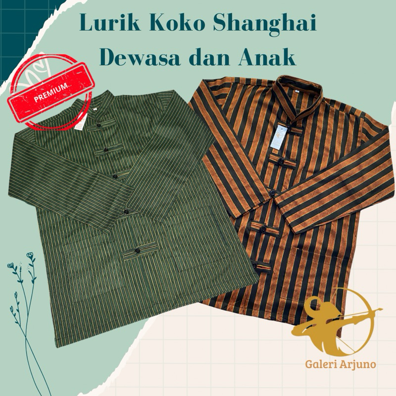 [Premium] Baju Lurik Koko Shanghai Dewasa dan Anak  // pakaian tradisional pria // Asli Produk Galer