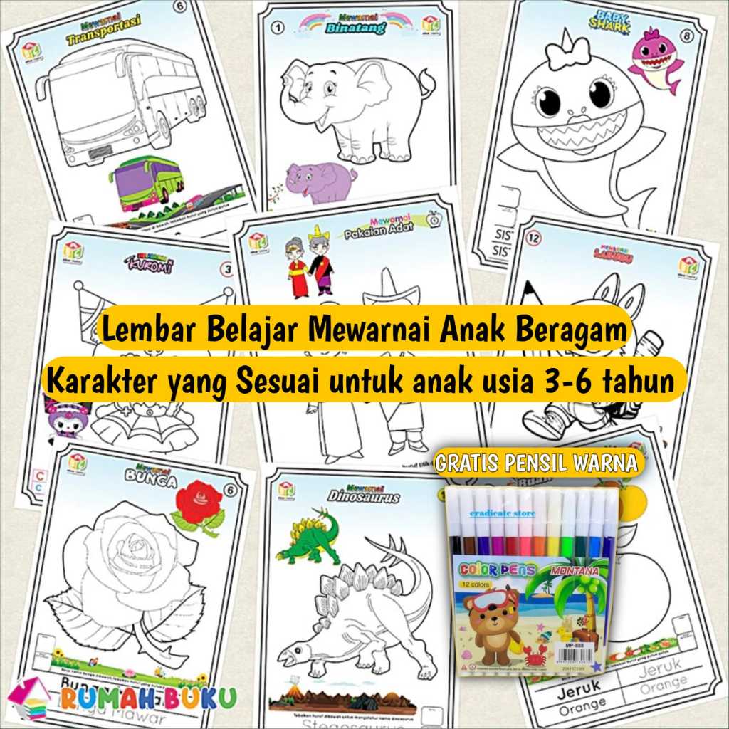

Bahan Ajar Mewarnai Untuk Anak anak 3-6 tahun