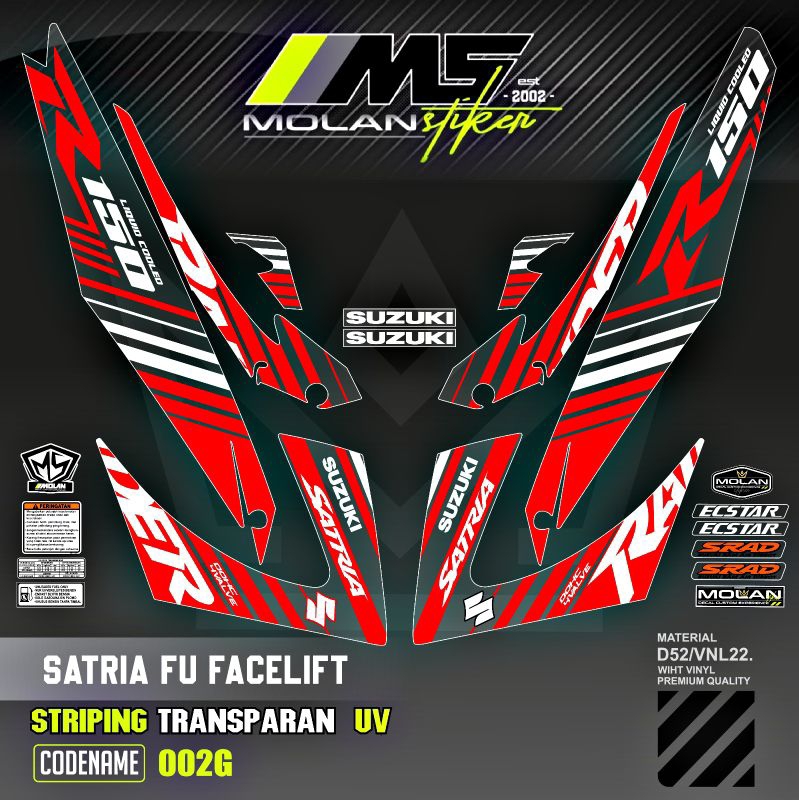 Decal Sticker Striping Variasi Transparan Uv Satria Fu Facelift Raider R 150 Suzuki Satria Fu 150 20