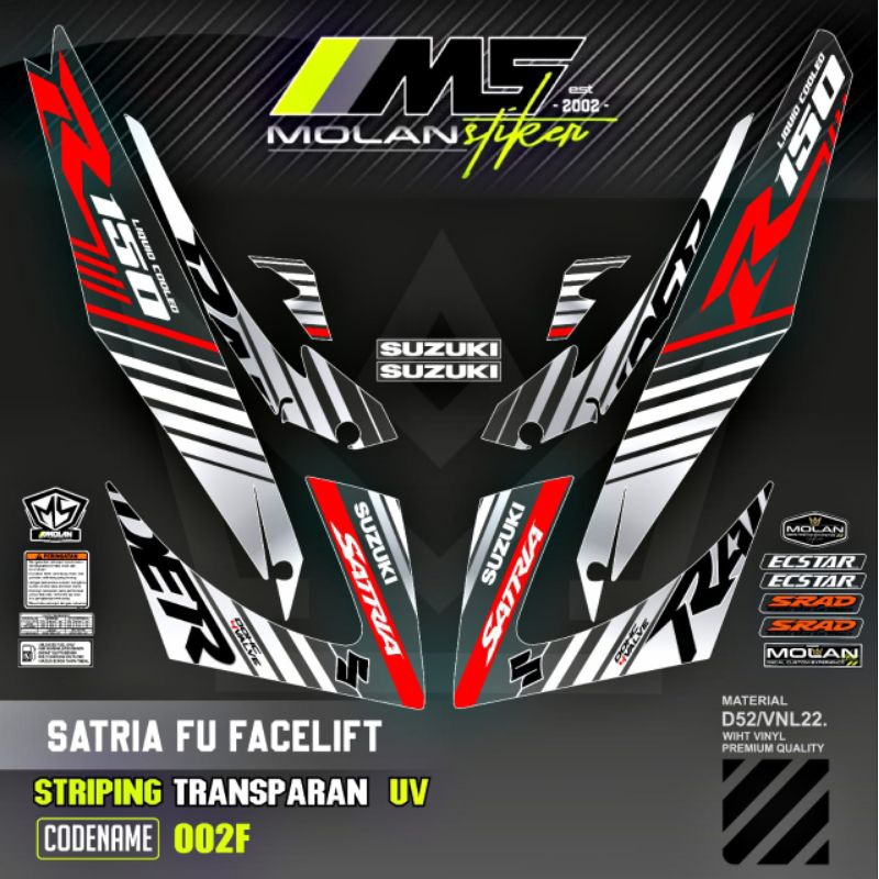 Decal Sticker Striping Variasi Transparan Uv Satria Fu Facelift Raider R 150 Suzuki Satria Fu 150 20
