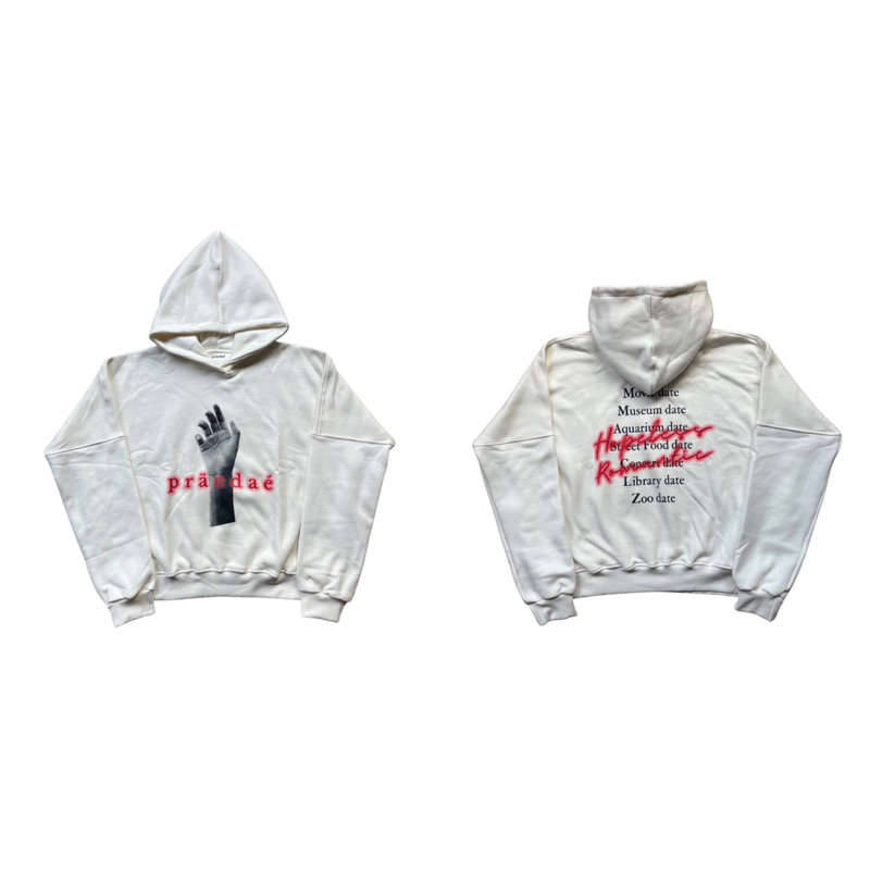 (ORIGINAL 100%) PRAEDAE HOODIE HOPELESS ROMANTIC WHITE