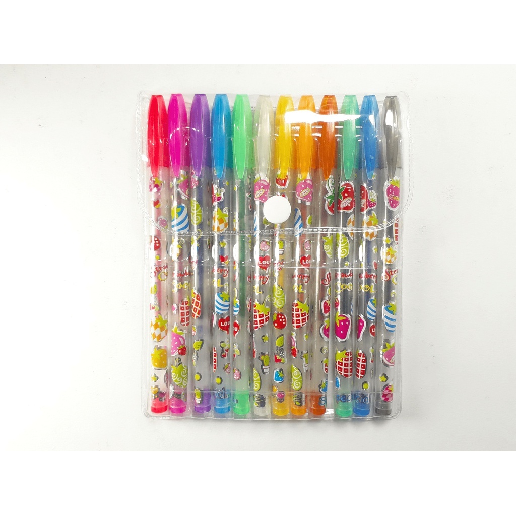 

1 Lusin Isi 12 Warna Bolpen / Pulpen / Pena Warna-Warni Fancy Karakter