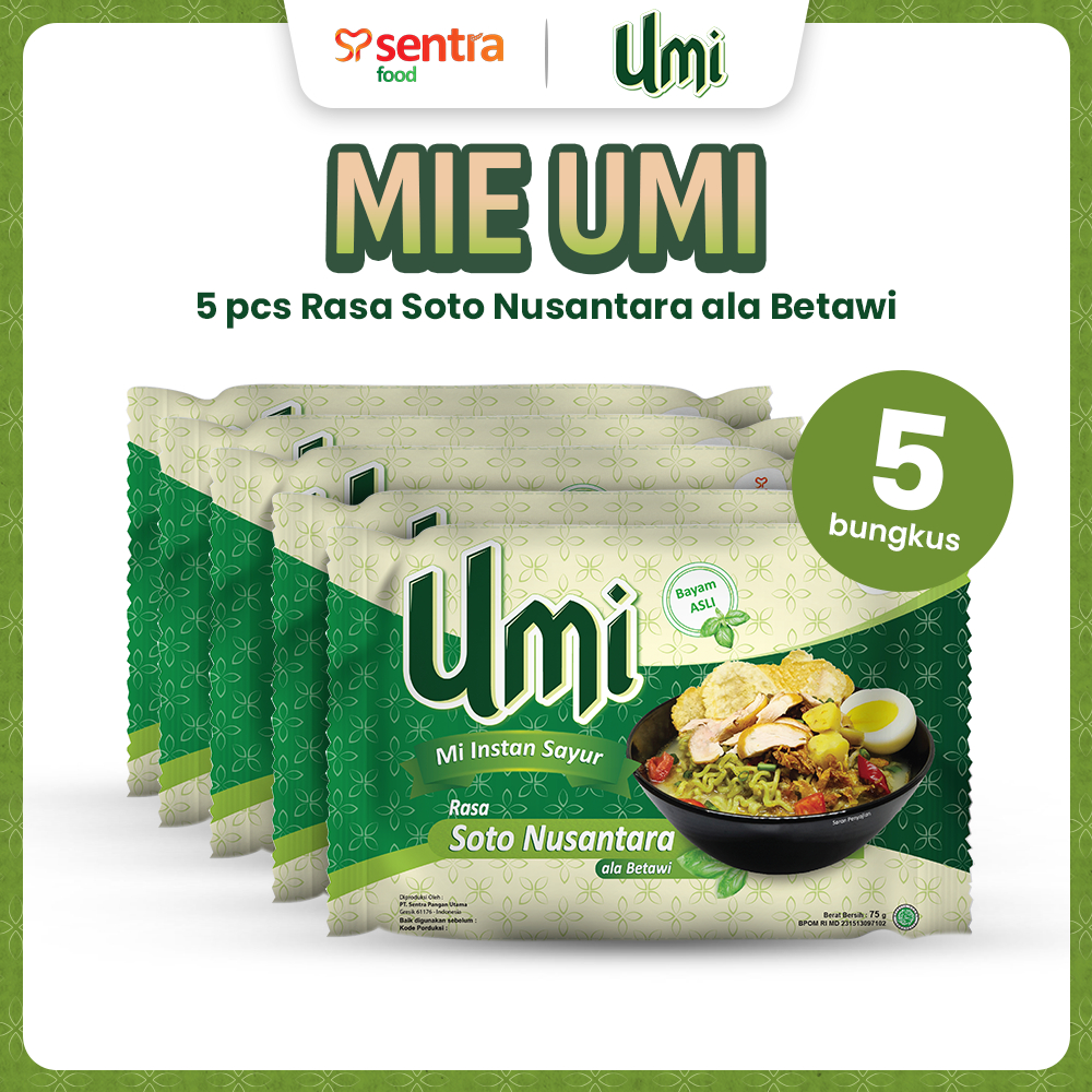 

Mie Umi Soto Nusantara 5 Pcs - Mie Instan Rasa Soto - Mie Instan Bayam