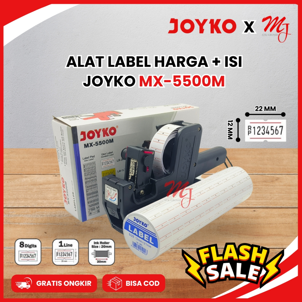 

Paket Hemat Price labeller / Alat label Joyko MX 5500 M (1 pcs) + Kertas label harga Joyko 1 Lines Putih (10 Pcs)