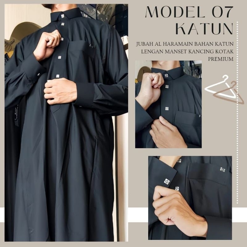 07 JUBAH AL HARAMAIN PRIA BAHAN KATUN KERAH KEMEJA LENGAN MANSET