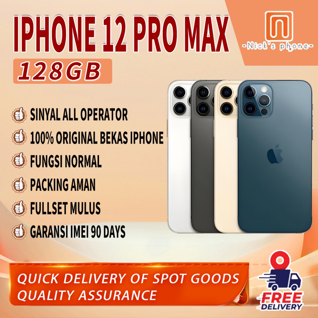 iPhone 12 Pro Max 128GB Fullset Second/Bekas Original100% OLED-Original Mulus Normal Like New Phone