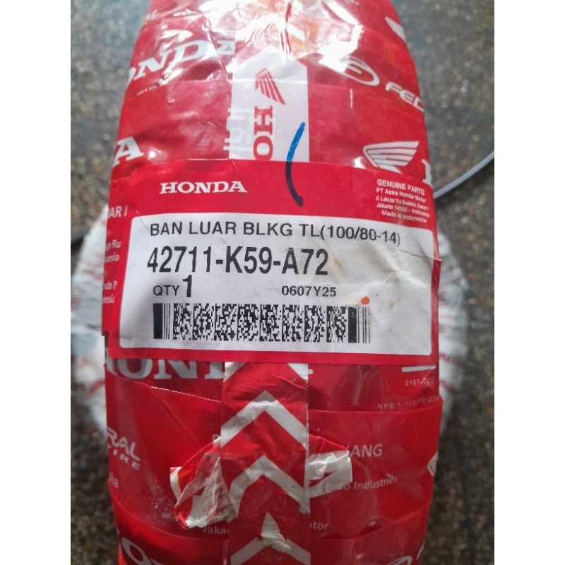 BAN FEDERAL HONDA 100/80-14 TUBLESS