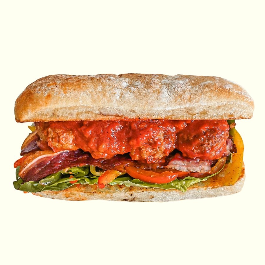 

Animo Bakery Beef Brisket Meatball with marinara & Black Pepper