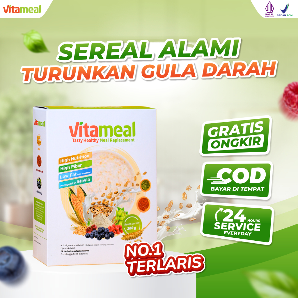 

Vitameal 1 Box - Sereal Multigrain 100% Asli untuk Diabetes dan Kontrol Gula Darah, Pengganti Sarapan Sehat