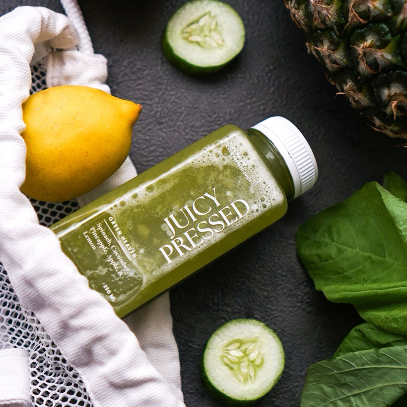 

Juicy Pressed Bandung - Green Heaven (Bayam, Timun, Apel, Nanas, Lemon) Cold Pressed Juice / Jus Detox 100% Buah dan Sayuran